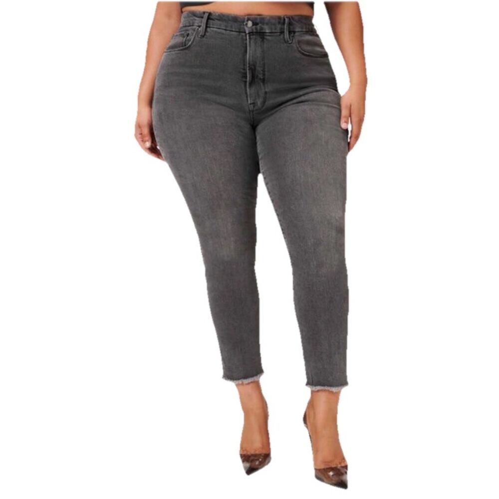 Good American Women’s Gray Raw Hem Skinny Jeans Size 10/30 Good Classic Stretch